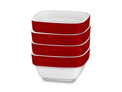 Sada keramických zapékacích misek KitchenAid královská červená 4 ks